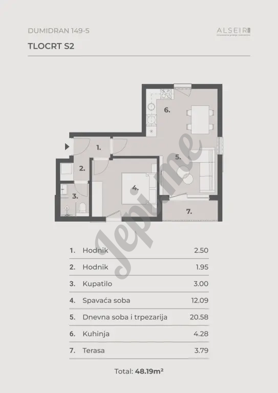 Prodaje se jednosoban stan u Tivtu